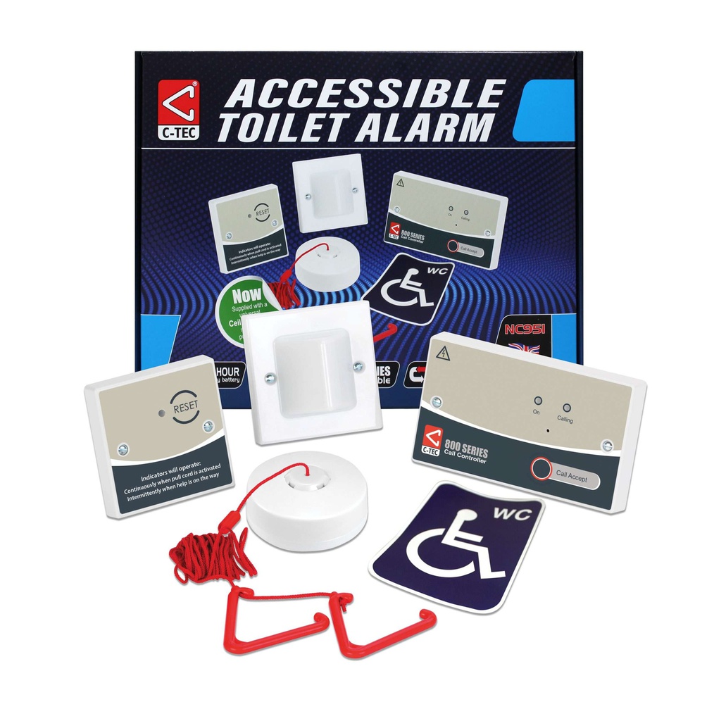 Ensemble d'alarme de toilette accessible pour les personnes a mobilité réduite