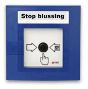 Handbrandmelder blauw &quot;Stop blussing&quot;